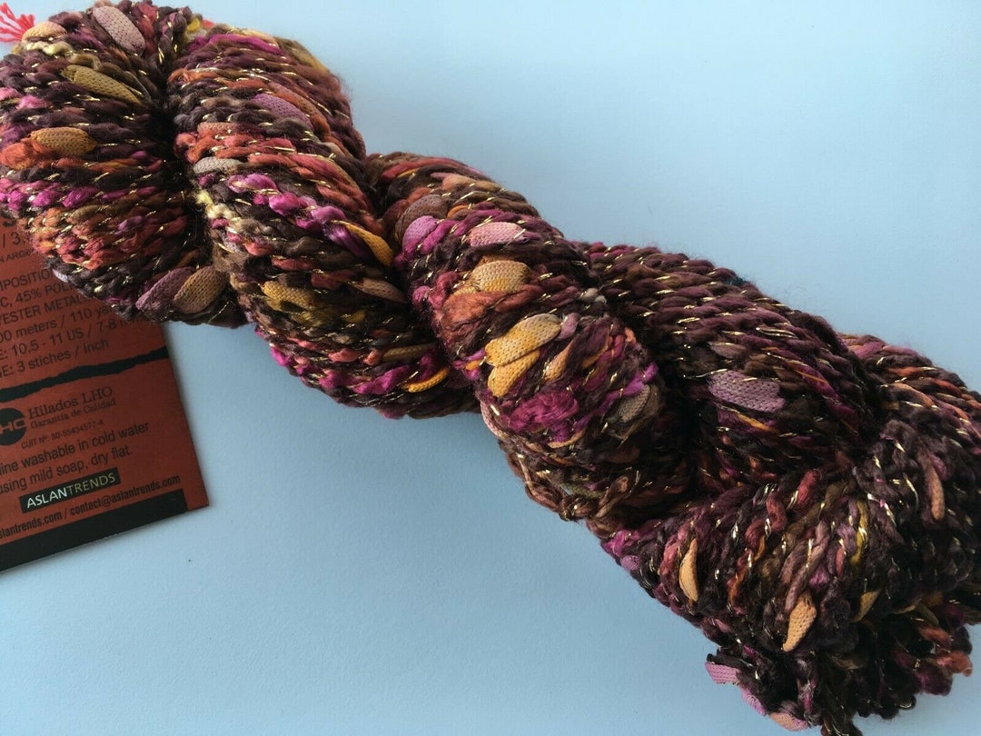 Aslan Trends Litoral Sparkle Yarn 1311M Chocolate Spice Brown Burgundy