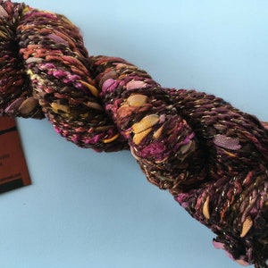 Aslan Trends Litoral Sparkle Yarn #1311M Chocolate Spice - Brown Burgundy Pink Copper Orange with Gold Metallic Accent 100 Gram, 110 Yards