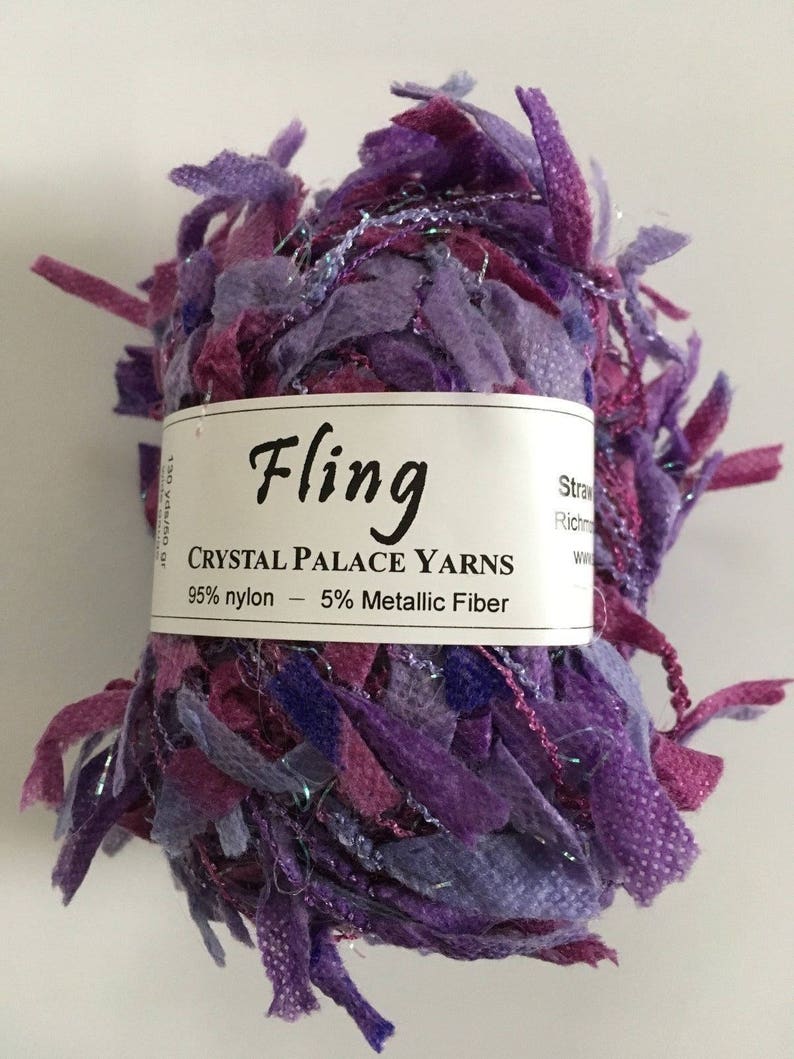 Crystal Palace Yarns Fling #9494 Roses Red Green Paper Flag Metallic Sparkle 50g