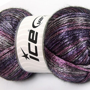 Glam Universe #64597 Pink Schwarz Lila Metallic Glanz Fuzzy Wolle Nylon Mischgarn - 100 Gramm, 250 Meter
