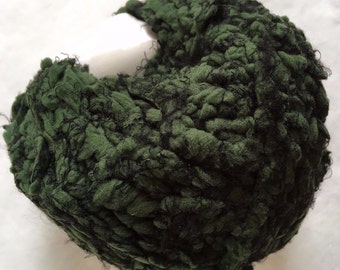 Crystal Palace Poof #3605 Chard - Green, Black Puff Eyelash Yarn 50gr 47yd Supersoft Nylon Super Bulky Machine Wash