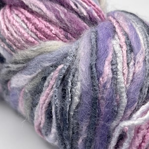 Bamboo Wool Hand Paint Yarn 82923 Ice Yarns Thin Thick 100gr 153yds Lilac, Pink, Grey, White + Luxury Artisan Limited Edition Yarn