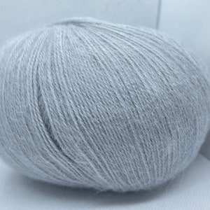 Light Grey Angora Solid #77577 Ice Yarns Fine Weight Acrylic Angora Wool Blend Yarn - 3.53 ounces (100 grams) 601 yards (550 meters)