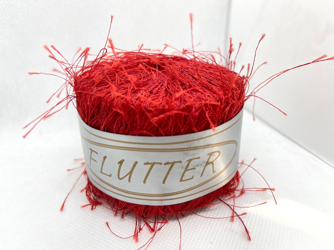 Knitting Fever Flutter 07 Red Long Eyelash Carryalong Yarn Etsy