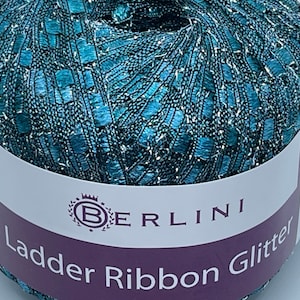 Berlini Ladder Ribbon Yarn - 50 Grams (1.75 Ounces), 142 Yards - #97  Kensington - Orchid, Blue, Teal, Bronze