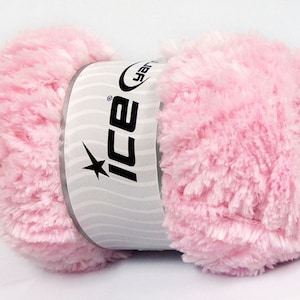 Baby Pink Panda Fuzzy Plush Yarn 100 Gram, 87 Yards Ice 58825 Short Eyelash