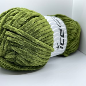 Military Green Chenille Baby 66783 Ice Yarns Bulky Chenille Yarn 100 grams 131 yds