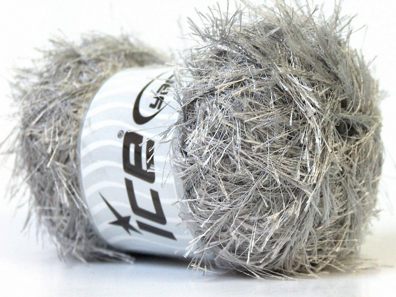 Silver Grey Eyelash Yarn Ice 22790 Eyelash 100gr Grey Fun Fur Etsy