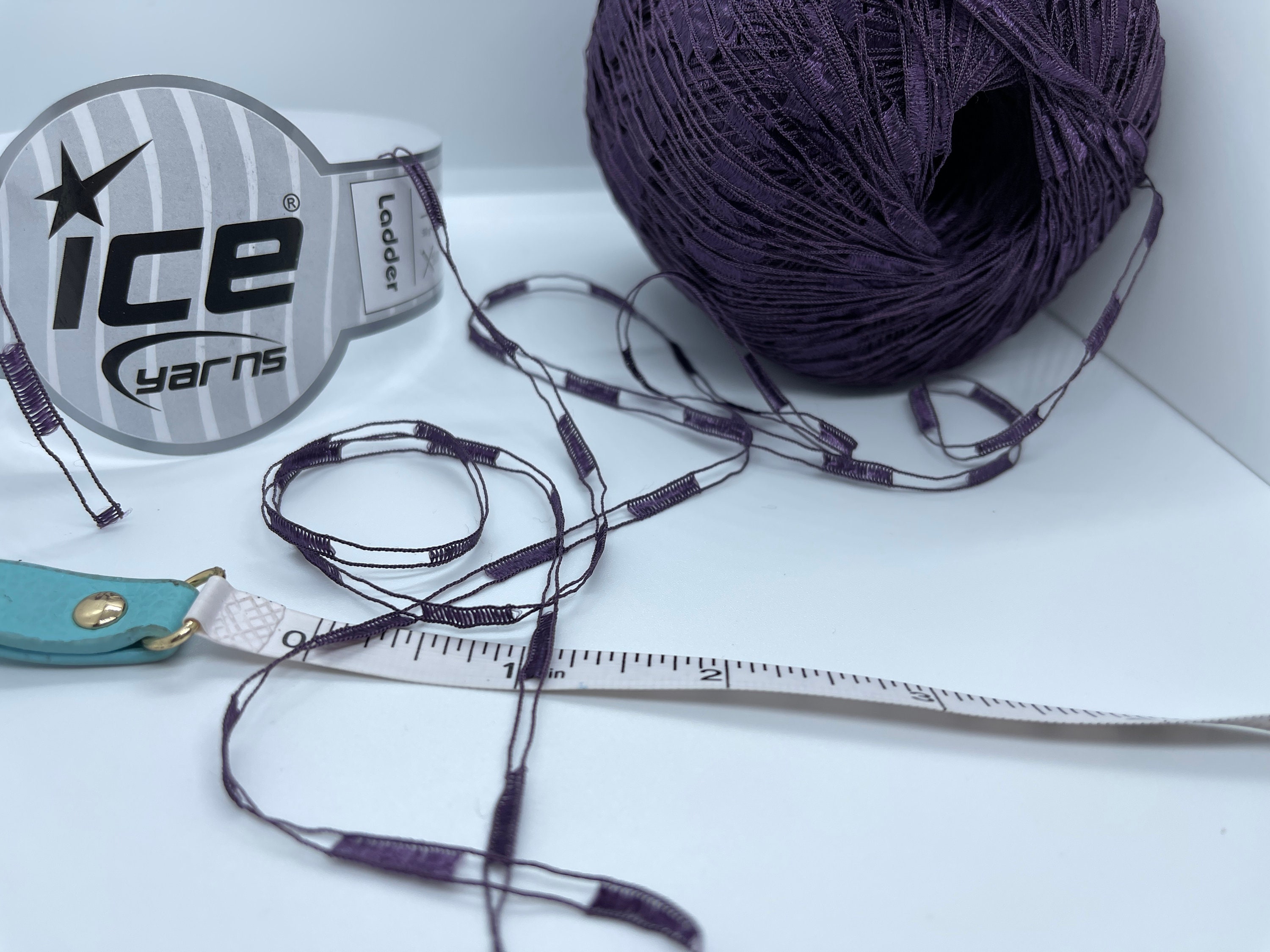 Dark Purple Ladder Ribbon Yarn 70283 Ice Yarns Polyester 50 Grams (1.76 ...