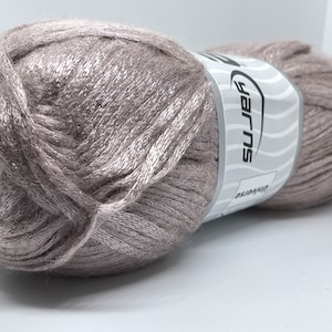 Glam Universe #64576 Rosy Beige Metallic Shine Fuzzy Wool Nylon Blend Yarn - 100 Grams, 250 Yards