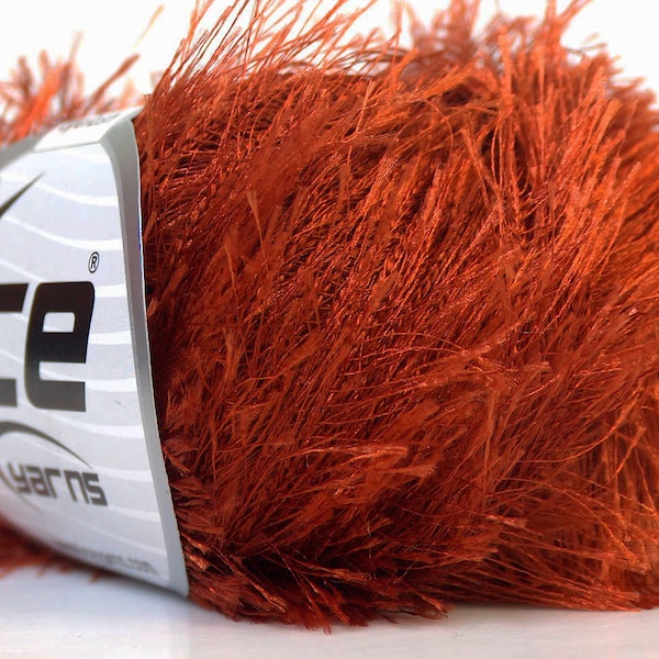 Copper Eyelash Yarn 22758 Ice Orange-Brown Fun Fur