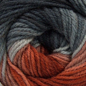 100 gram Magic Light #66544 Coppers, Greys Ice DK Acrylic Yarn 393 yards Self-Striping Yarn