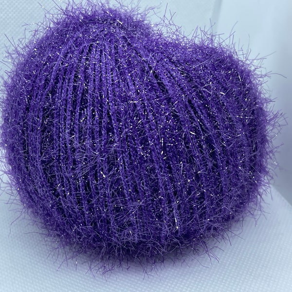 Sparkle Soft Violet Purple 68312 Ice Yarn Metallic Lurex Nylon Eyelash Yarn 50 grams 153 yards