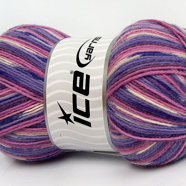 100 Gram Smart Sock Yarn #67416 Lilac, Pinks, Cream Superwash Wool Nylon - 437 Yards Self Patterning Machine Washable