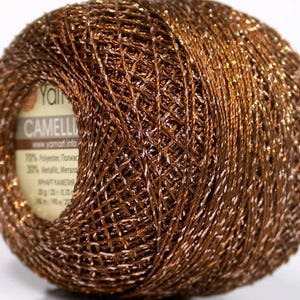 Brown Copper Silver Metallic Braid Thread #52251 Cross Stitch 20g 207y YarnArt Camellia Fine Metallic Embellishment Thread ScrapBooking