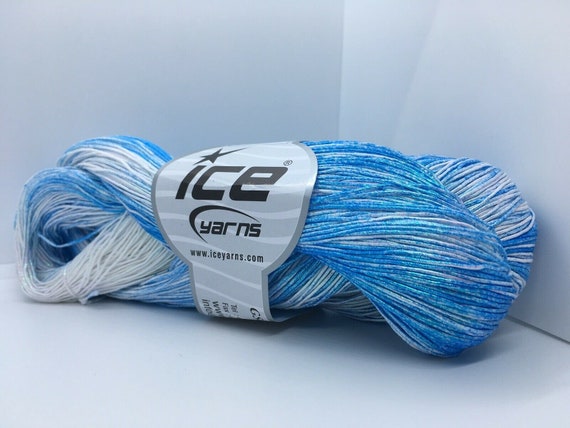 Blue White Iridescent Spray Paint Metallic Cotton Yarn 67922 Fine, Sport  Weight High Shine 100 Gr 306 Yds Kumihimo, Fiber Necklaces, Evening 