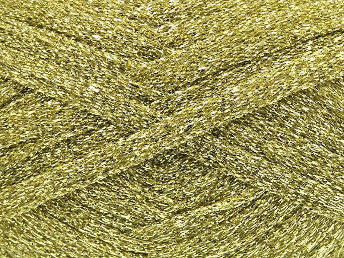 Hillary Ribbon Yarn Halley Light Gold Ribbon Yarn 80552 Ice Yarns Sparkly Metallic Lurex ...