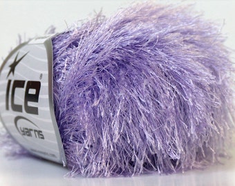 Light Lilac Eyelash Yarn Ice Light Purple Fun Fur 22773 50 gram