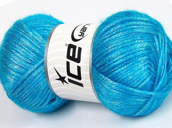 Glam Universe #64580 Turquoise Metallic Shine Fuzzy Wool Nylon Blend Yarn 100 Grams, 250 Yards