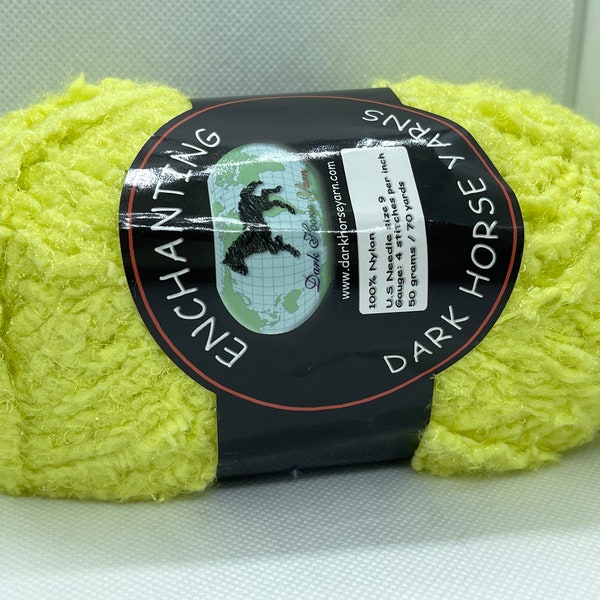 Dark Horse Yarns Enchanting #107 Neon Green Fuzzy Super Soft Chenille 50gr 70y