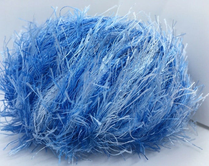 Cloudy Sky Eyelash Colorful Yarn Ice 46091 Blue and White Etsy