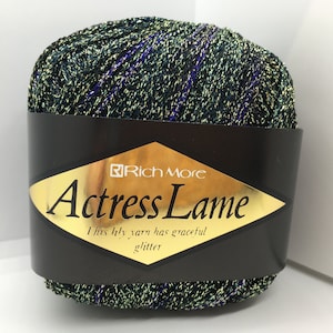Hamanaka Actress Lamé Yarn #14 Green Blue Rich More Fine Weight Sparkly Metallic Poly Acrylic - 25 grams 114 Yards Made in Japan