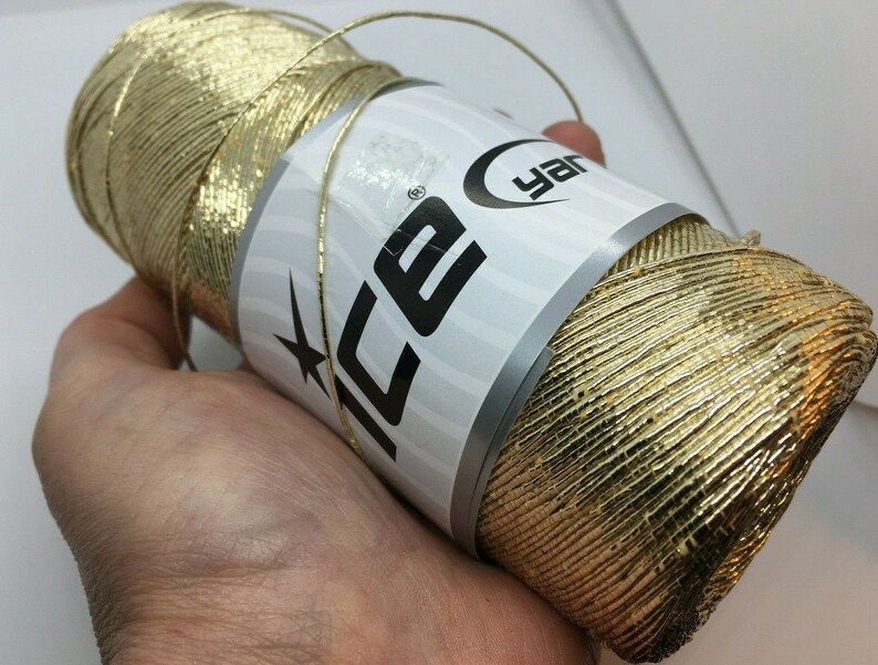 Metallic Cotton Gold Yarn Ice 66887 1 Superfine 200gr Etsy