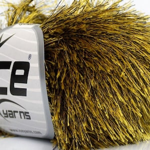 Bumblebee: Yellow & Black Eyelash Yarn #44922 Ice Variegated Yellow Black Fun Fur 50 Gram