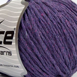 Lilac Cotton Tweed Yarn 69176 Ice Yarns Sale Summer 100% Cotton, Bulky Purple w/ Pink Blue + 100 Gram (3.53 ounces) 70 meters (76 Yards)