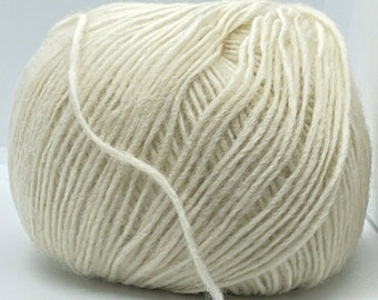 Ecru Leonardo 68979 Ice Merino Wool & Organic Cotton Fine Yarn 50gr 207yds - Peso sportivo morbido naturale off-white