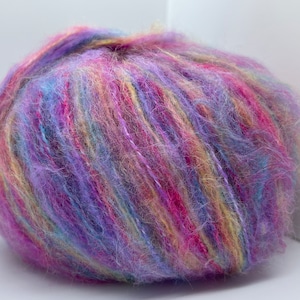 Myrtle Rainbow 80195 Ice Yarns Fuzzy Acrylic, Polyester, DK Weight Wool Blend Yarn 50 Gr (1.75 oz) 140 m (153 yds) Pastels Pink Purple Blue