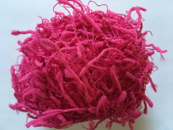 Pink Pig-Tail Eyelash Carry-Along! Crystal Palace Yarns Squiggle #2265 Fuchsia