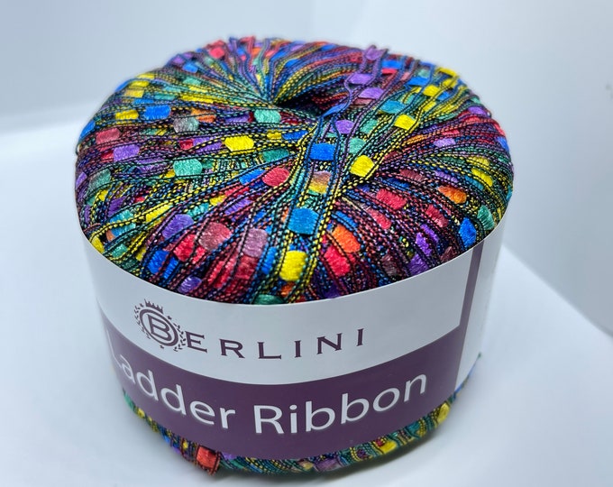Berlini Ladder Ribbon Yarn #124 Rainbow - Red Yellow Green Blue Purple ...