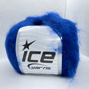 Royal Blue Kid Mohair Alpaca Light Yarn 69534 Ice Yarns alpaca mohair nylon elastin blend DK weight 50 grams 295 yards