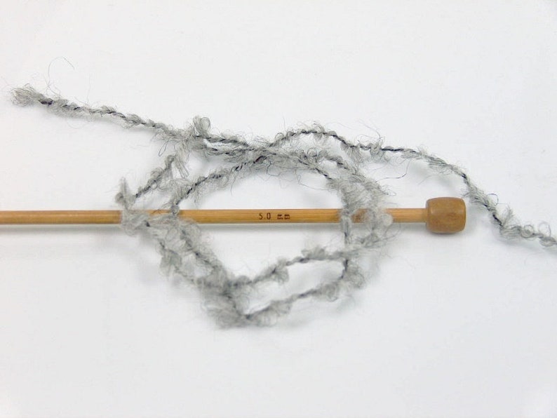 Gray Mohair Boucle Worsted Yarn #55224 Ice Acrylic Wool Mohair Nylon Yarn 50 Gram 98 Yards