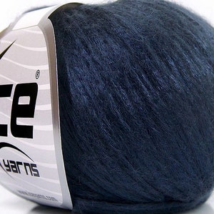 Navy Blue Rockabilly Yarn 66193 Ice Yarns Fuzzy Soft Shiny - 50 grams, 136 yards, Tencel Nylon