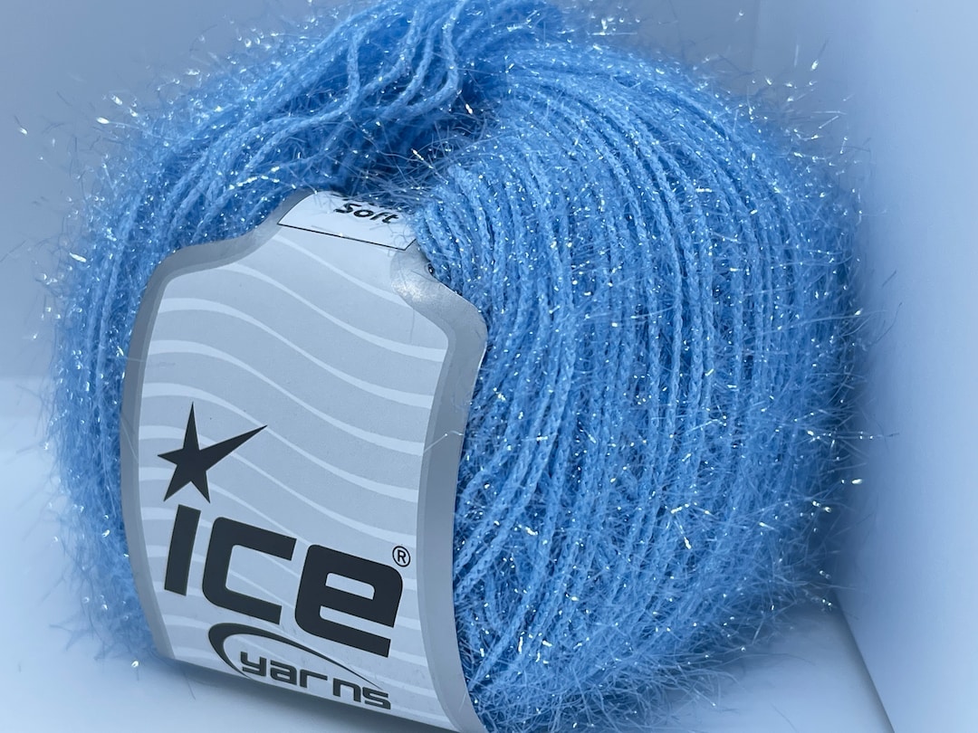 Light Blue Sparkle Soft 68311 Ice Yarn Metallic Lurex Nylon Eyelash Yarn 50g 153y Etsy