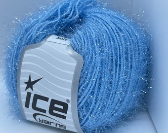 Light Blue Sparkle Soft 68311 Ice Yarn Metallic Lurex Nylon Eyelash Yarn 50g 153y