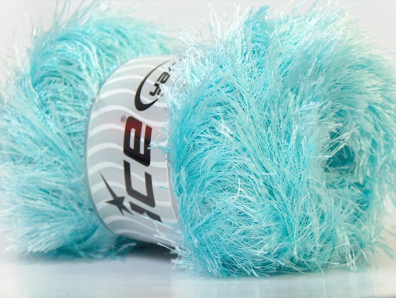 Large 100gram Light Turquoise Blue Eyelash Yarn Ice Fun Fur Etsy