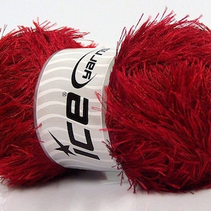 Eyelash 100gr Dark Red #68238 164 yards Ice Yarns - All Red Eyelash Yarn