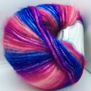 Roses Violets Blues Picasso Ice Yarns 65934 auto-rayures floues avec brillance subtile, polyester, acrylique 50 g 125 m