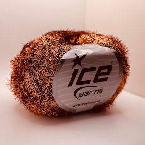New Penny Bright Copper Metallic Glitz - 82614 Ice yarns All metallic lurex Accent Yarn 50gr 437yds Short eyelash / brush yarn