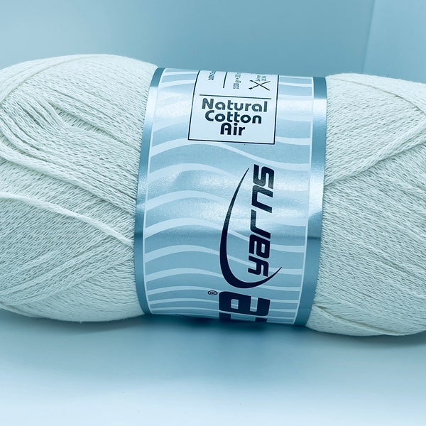 Natural Cotton Air Ecru Yarn #50586 Ice Yarns 100% Cotton Chainette Yarn, Fine, Sport Weight 328 Yards (300 Meters) 3.53 Ounces (100 Grams)