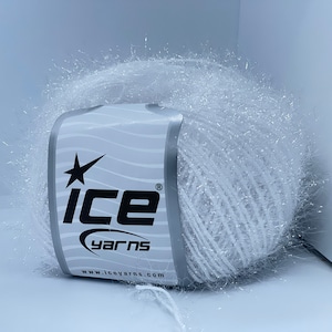 Sparkle Soft White 68484 Ice Yarn Metallic Lurex Nylon Eyelash Yarn 50g 153y