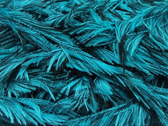 Safari Turquoise Blue /& Black Long Eyelash Yarn #36740 Ice 100 gram