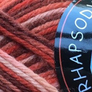Dark Horse Yarns Rhapsody #160 Variegated Red Brown Coral Cream 100% Merino Wool Yarn 100 gram 205 yards brown red worsted wool yarn