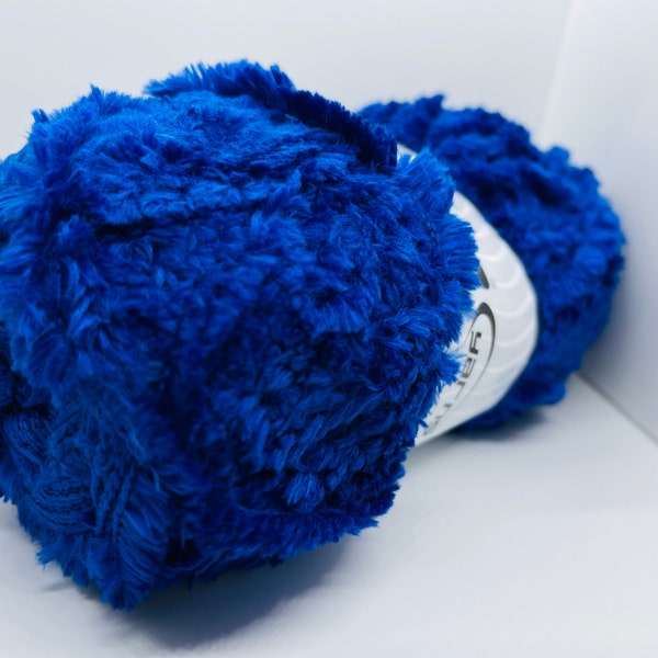 Royal Blue Panda Fuzzy Plush Yarn 100 Gram, 87 Yards Ice 68505 Short Eyelash