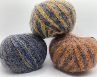 3-Pack Caress Baby Alpaca 78242 Ice Yarns Baby Alpaca, Extrafine Merino Wool, Nylon, Elastin Fingering Weight LOT of 3 Orange Purple Green +
