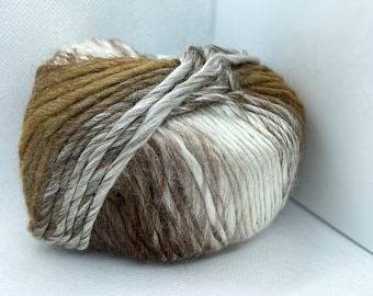 Browns, White Vivid Wool Yarn 40663 Ice Yarns #4 Weight (Worsted) Wool, Acrylic Blend Striping 50 grams (1.76 ounce) 80m (87 yards)