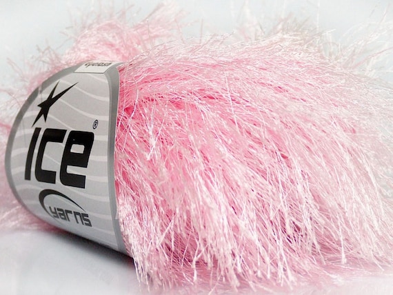 Baby Pink Eyelash Yarn Ice Pink Polyester Fun Fur 22765 50gram